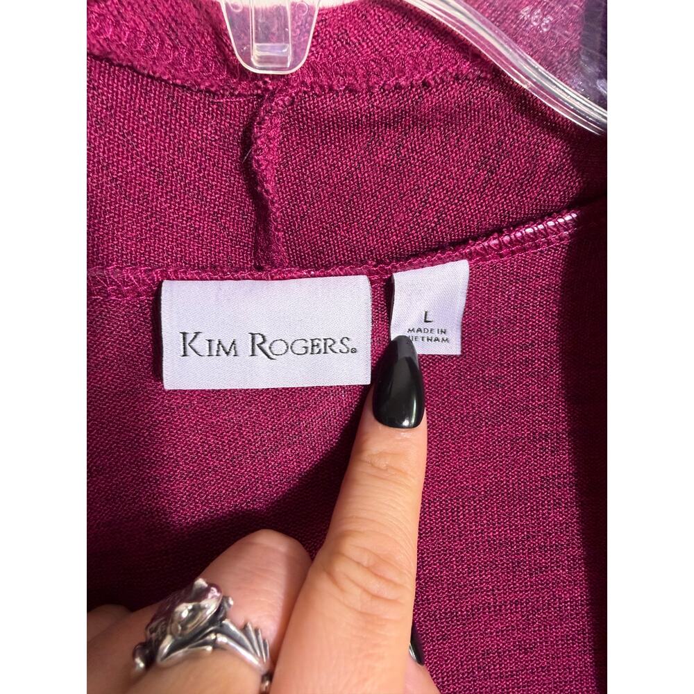 Kim Rogers Berry Open Front Draped Cardigan - Large - Picture 2 of 7